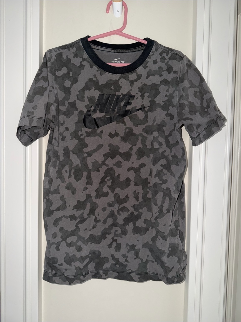 Nike Gray Camo Short Sleeve Tee with Black Logo